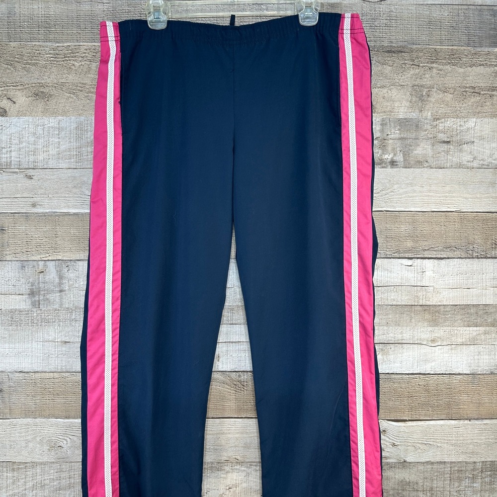 Nike Vintage Womens Navy Blue Pink Stripe Windbreaker Track‎ Pants Size M
